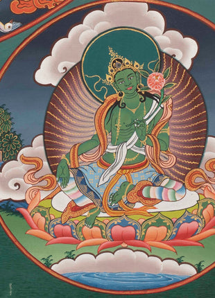 Round Buddhist Mandala Painting | Vintage Thanka for Meditation