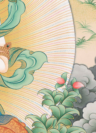 Buddhist Diety White Tara Thangka | Wall Hanging Yoga Art | Religious Gift Ideas