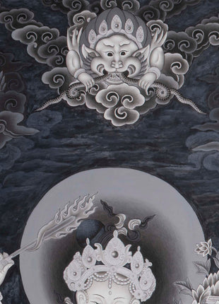 Newari Thangka | White Tara, Manjushri and Green Tara Standing