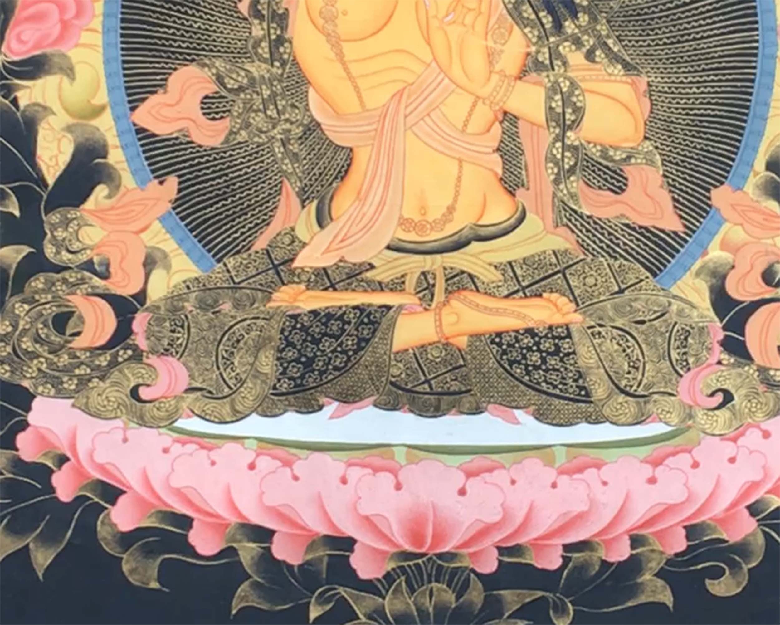 Bodhisattva Manjushri Thangka | Cotton Canvas Art  for Meditation and wall hanging