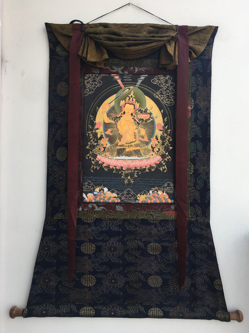 Bodhisattva Manjushri Thangka | Cotton Canvas Art  for Meditation and wall hanging