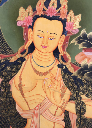 Bodhisattva Manjushri Thangka | Cotton Canvas Art  for Meditation and wall hanging