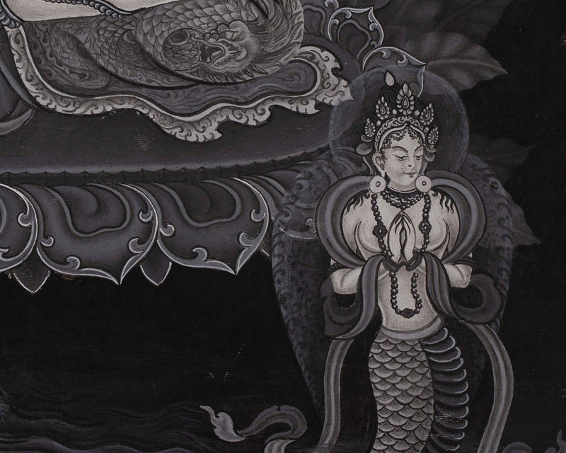 Newari Black and White Arya Manjushree Namsangiti thangka | Buddhist Art
