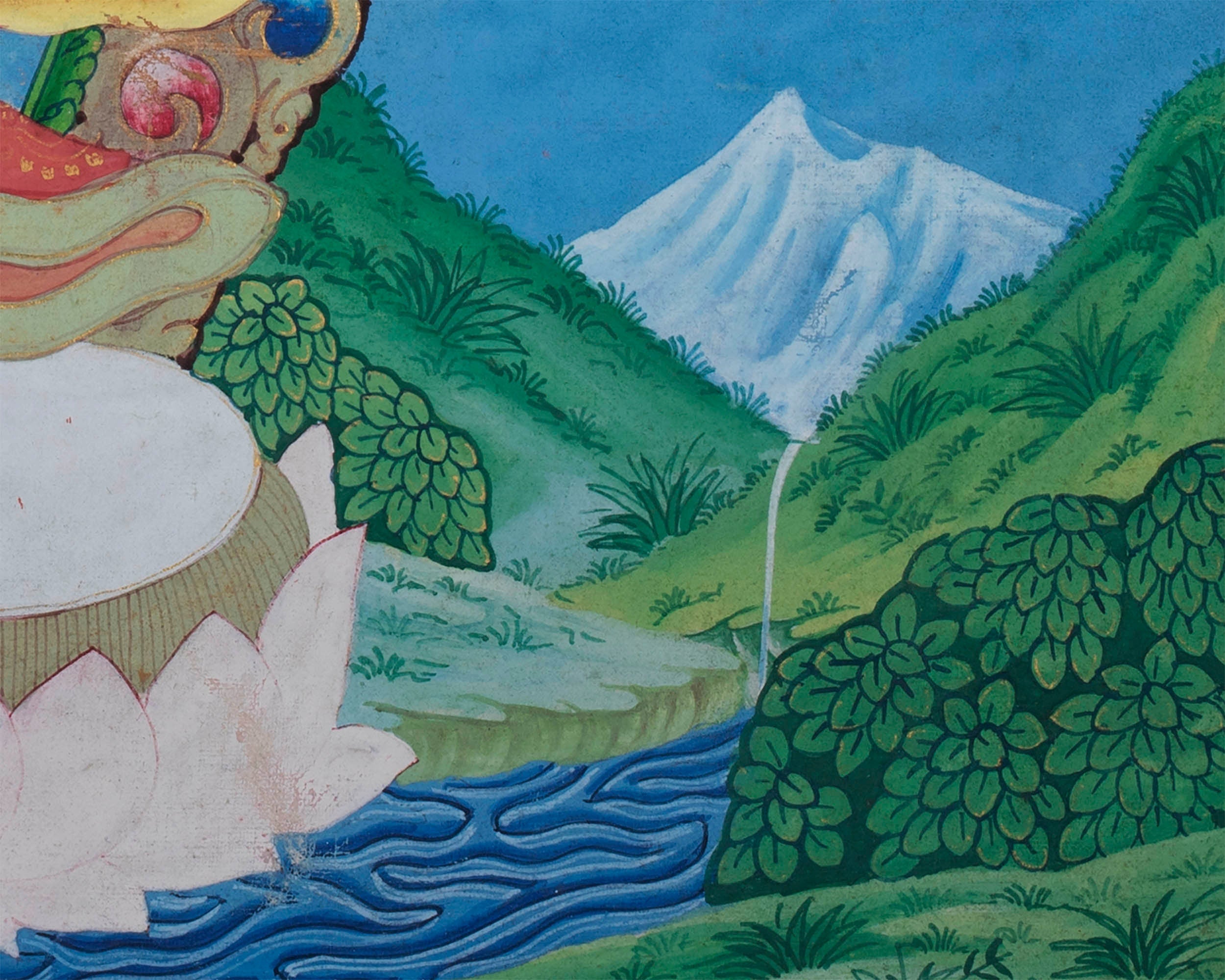 Vintage Green Tara Thangka | Cotton Canvas Spiritual Art
