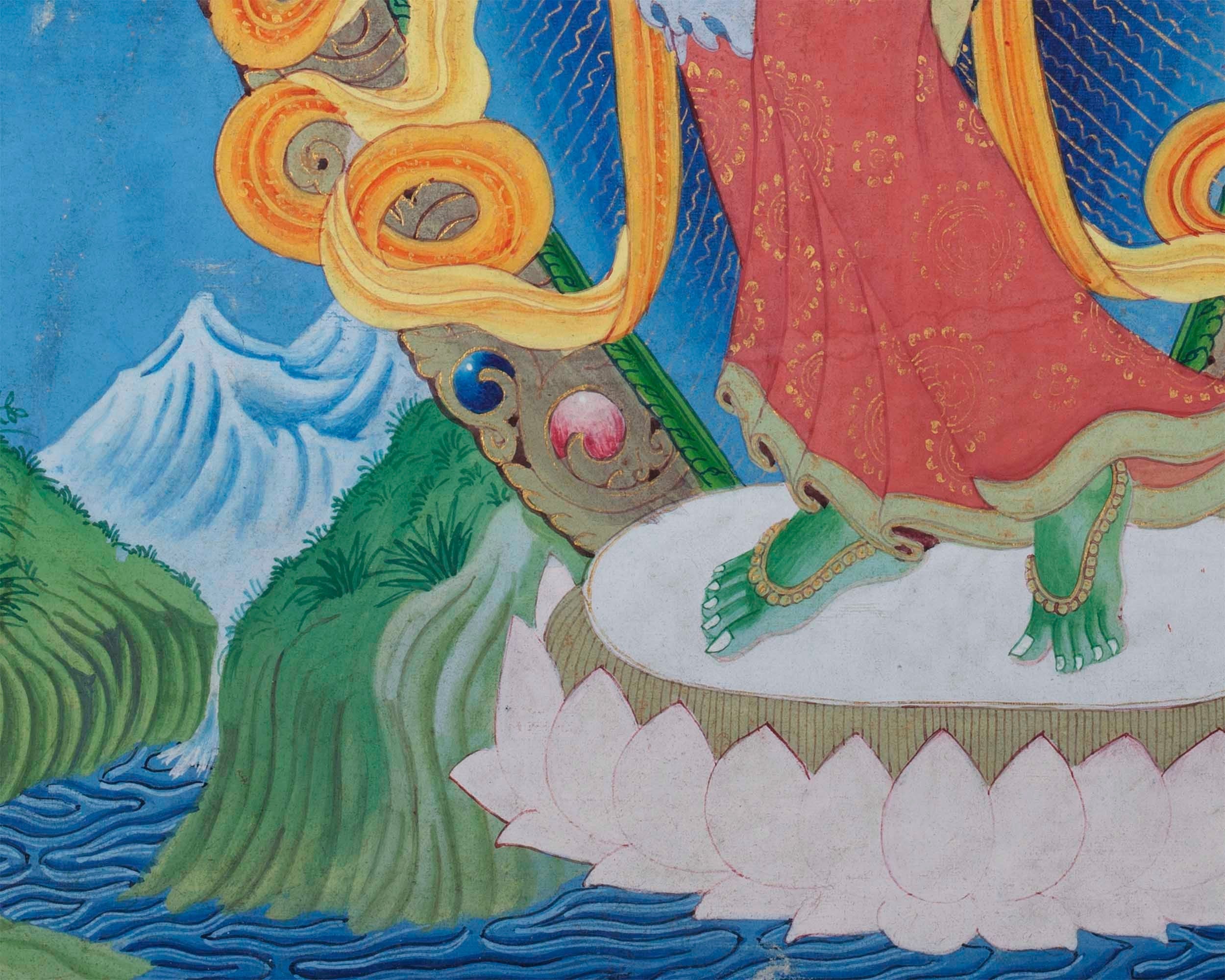 Vintage Green Tara Thangka | Cotton Canvas Spiritual Art