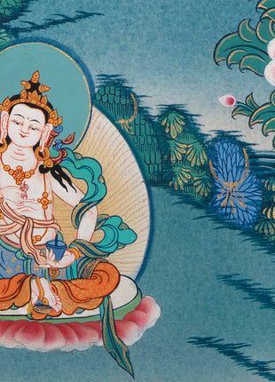 Tsongkhapa , Chengresig And Medicine Buddha Thangka Painting | Vajrayogini , Vajrasattva Yabyum , Manjushri , Green Tara | Horizontal Shaped