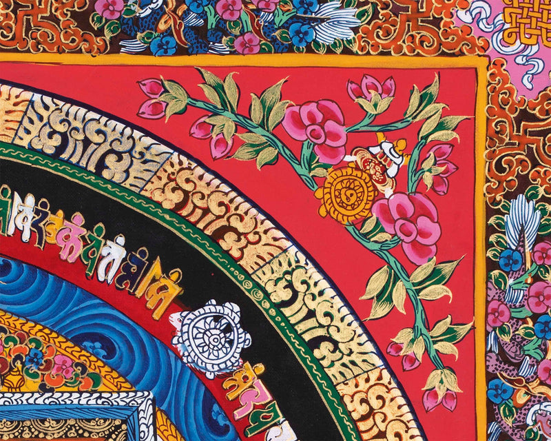 Thangka Art of Kalachakra Mandala | Handpainted Tibetan Artwork | Wall Hanging Decors
