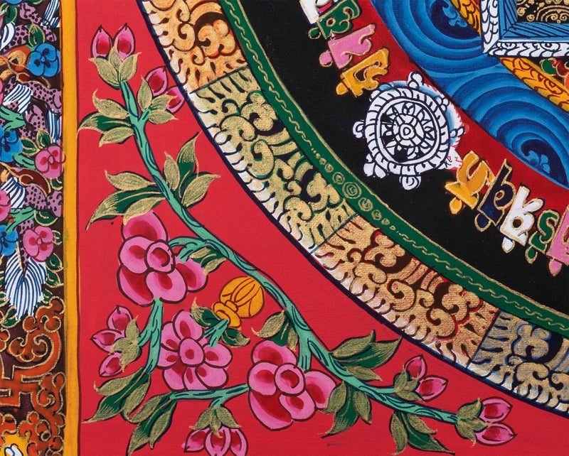 Thangka Art of Kalachakra Mandala | Handpainted Tibetan Artwork | Wall Hanging Decors