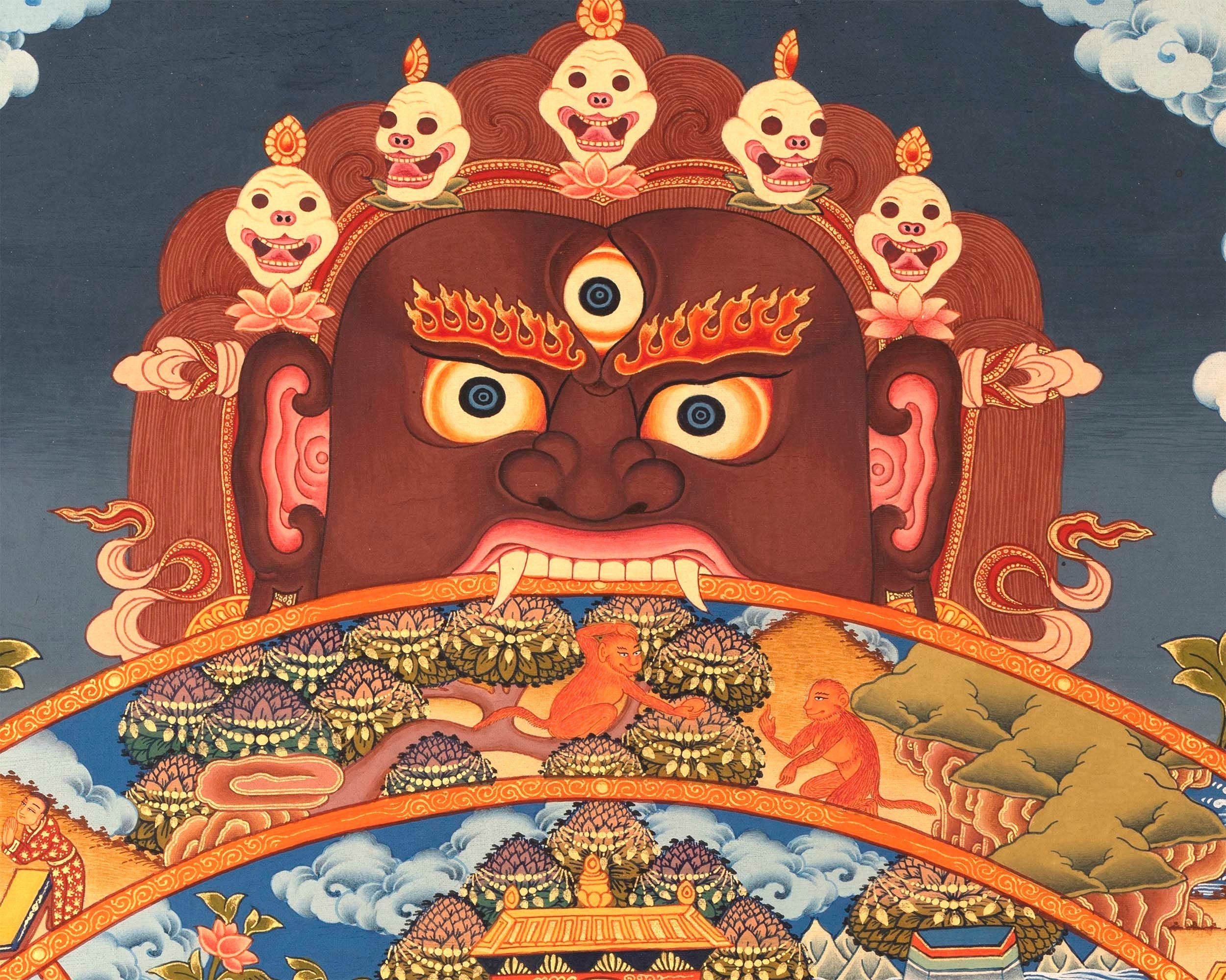 Tibetan Wheel Of Life Bhavachakra | Traditional Hand Painted Thangka