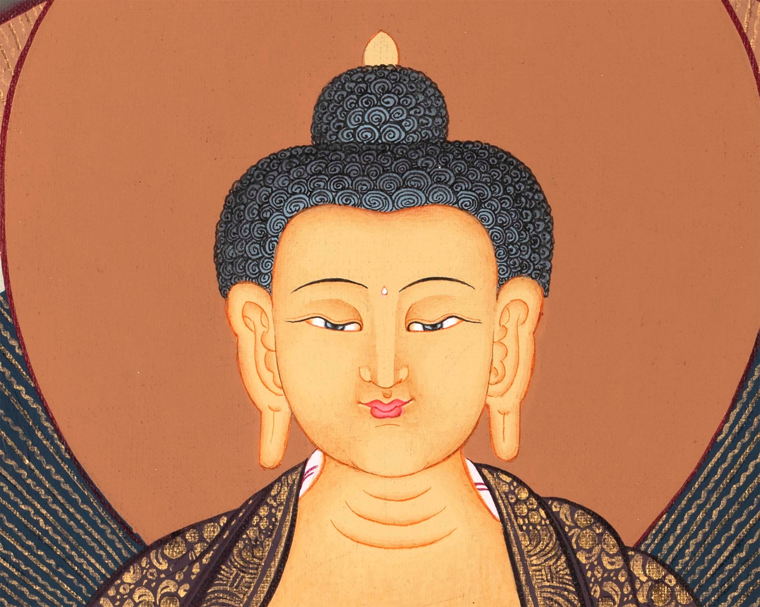 Gautama Buddha Thangka | Original Handpainted Buddhist Art |  Wall Hanging For Peace | Canvas Art  For Meditation And Yoga