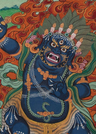 Original Vintage Chenrezig Thanka with Brocade | Traditional Thangka Art