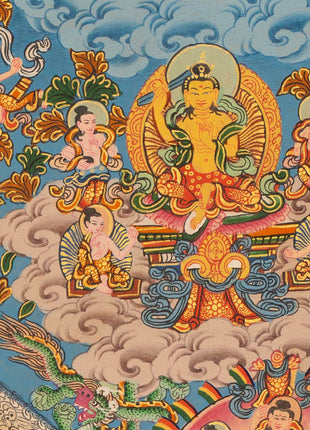 Buddha life Mandala With Buddhist Mantra Border | Unique Hand Painted Tibetan Art