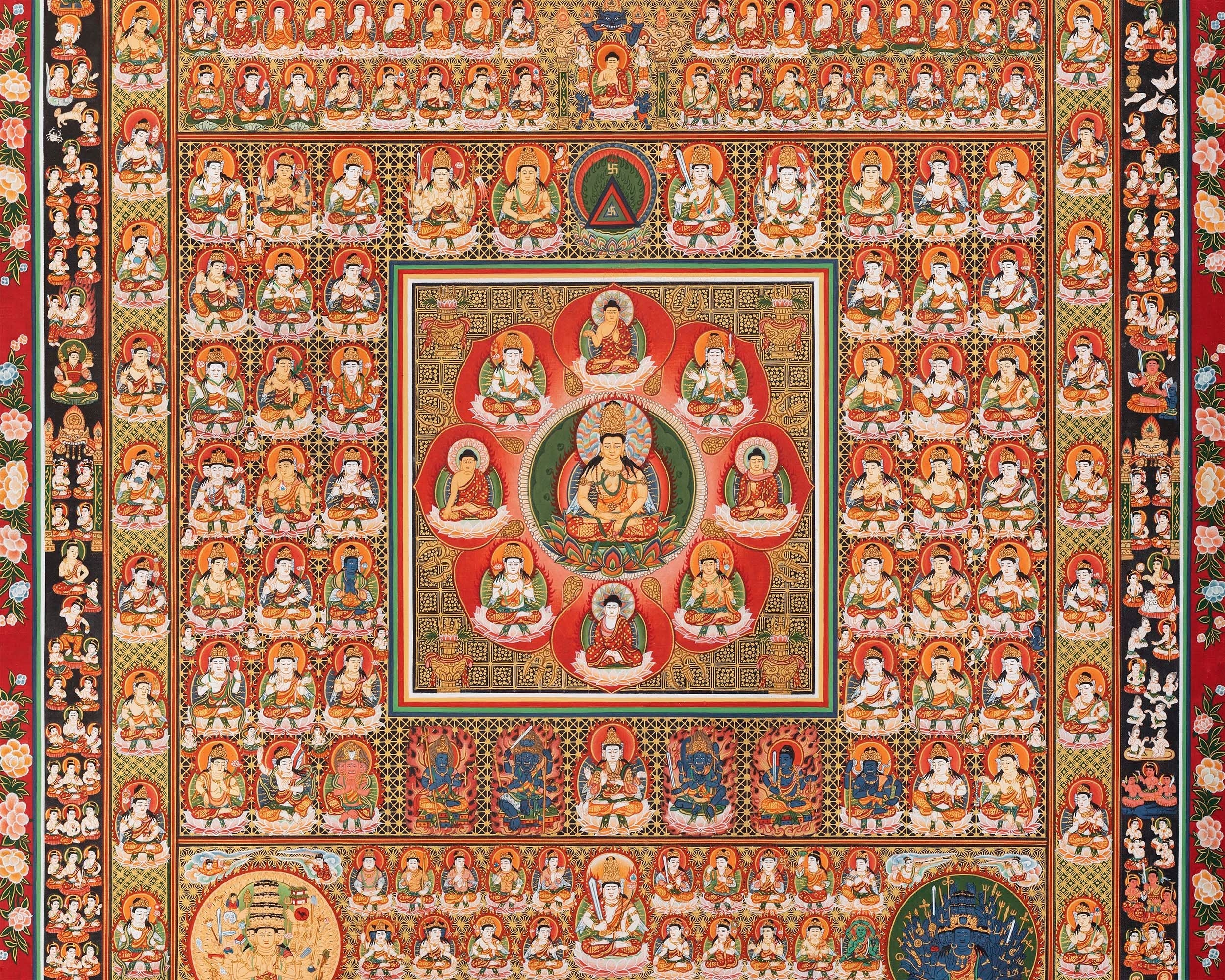 Ryokai Mandala Thangka | Rare Japanese Style Original Hand-Painted High Quality Mandala Set For Buddhist Shrine | Home Decoration