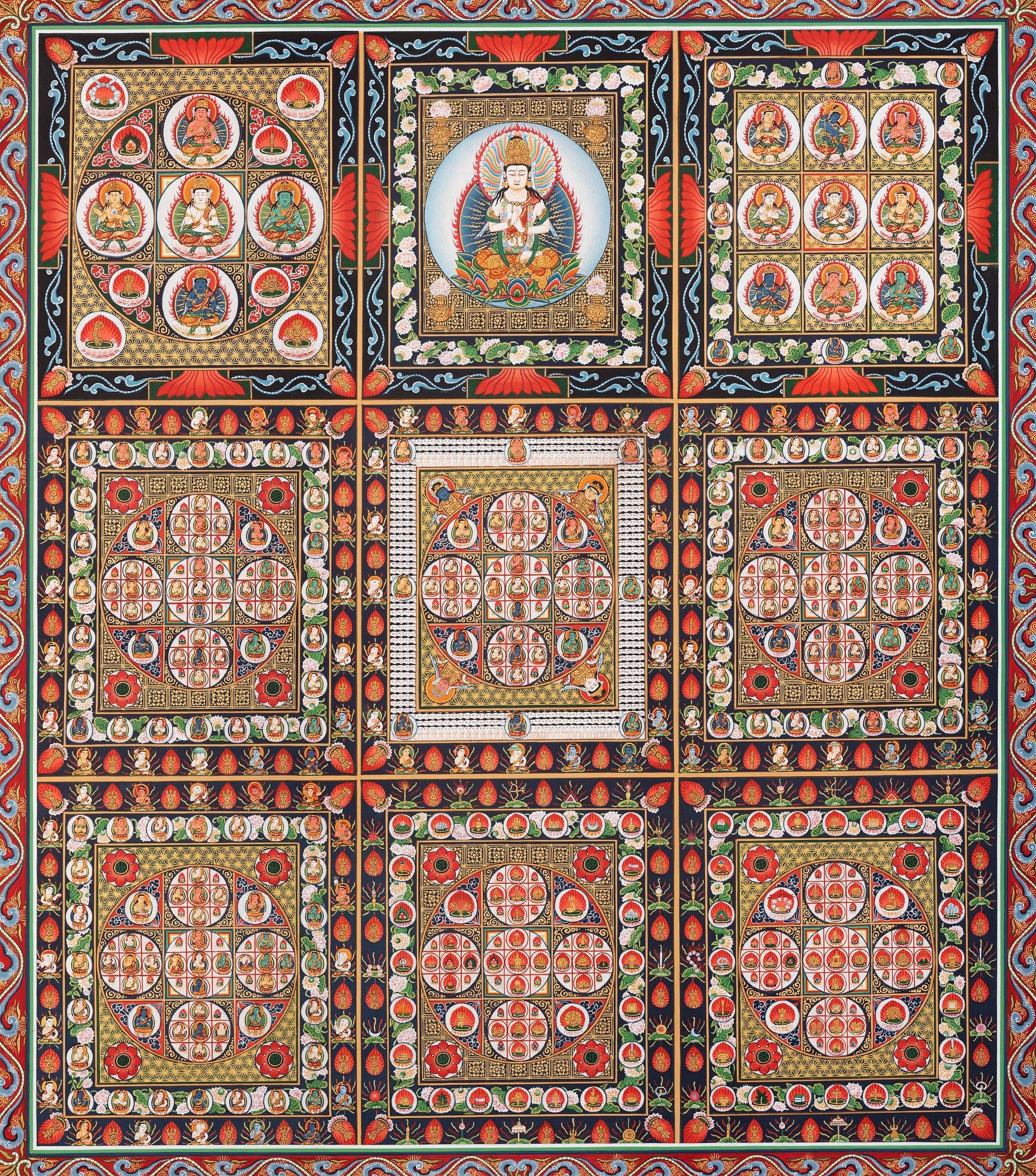 Ryokai Mandala Thangka | Rare Japanese Style Original Hand-Painted High Quality Mandala Set For Buddhist Shrine | Home Decoration