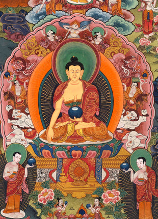 Buddha Life Story Vintage Thangka | Tibetan Buddhist Crafts Decoration