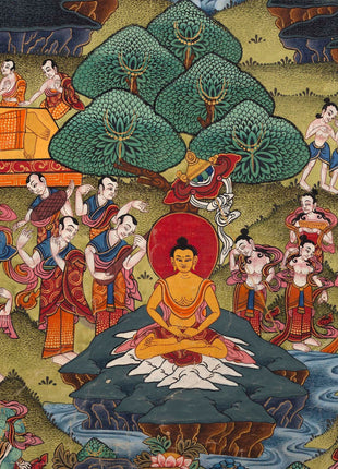 Buddha Life Story Vintage Thangka | Tibetan Buddhist Crafts Decoration