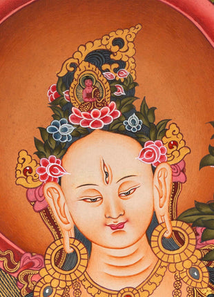 White Tara Original Hand-Painted Thangka | Kwan Yin Female Goddess