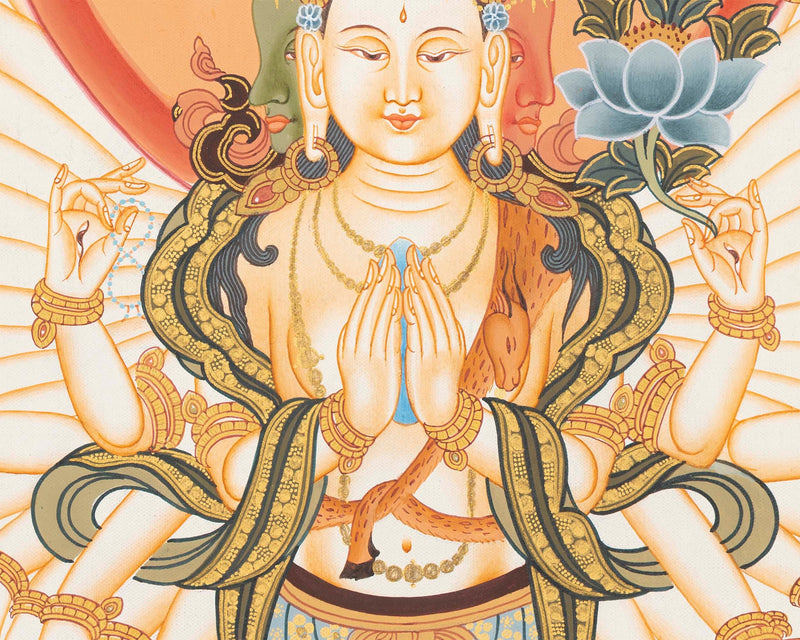 1000 Armed Bodhisattva Guanyin Chenrezig Thangka | Avalokiteshvara Thangka