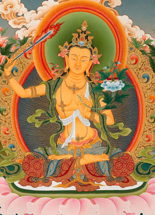 Boddhisattva Manjushri Original Thangka | Vajrayana Buddhism