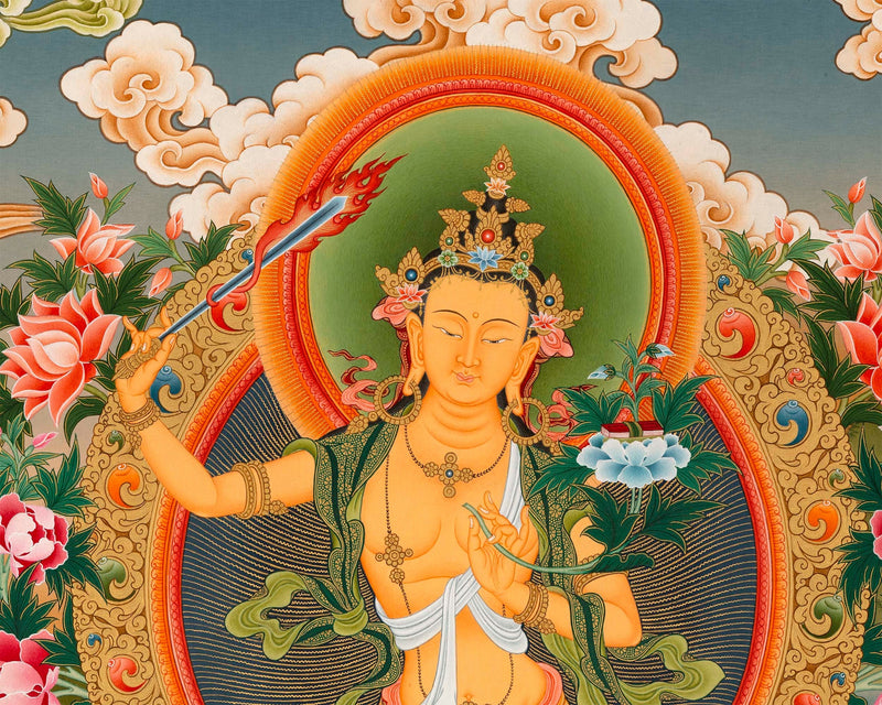 Boddhisattva Manjushri Original Thangka | Vajrayana Buddhism