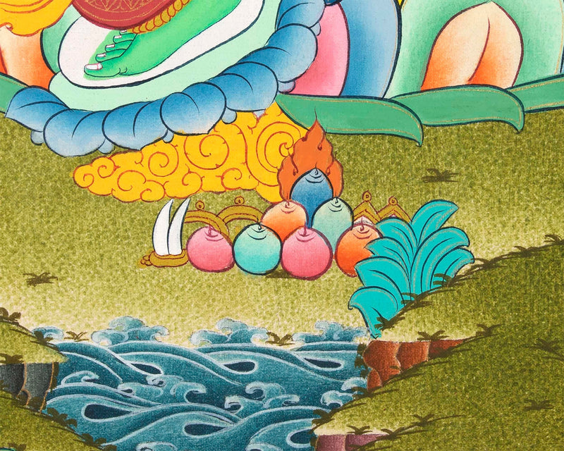 Mother Green Tara Thangka |  Religious Handpainted Art | Buddhist Wall Decors