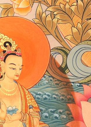Standing White Tara Mother Goddess Healing Thangka Painting |  Wall hanging Decoration for Positivity