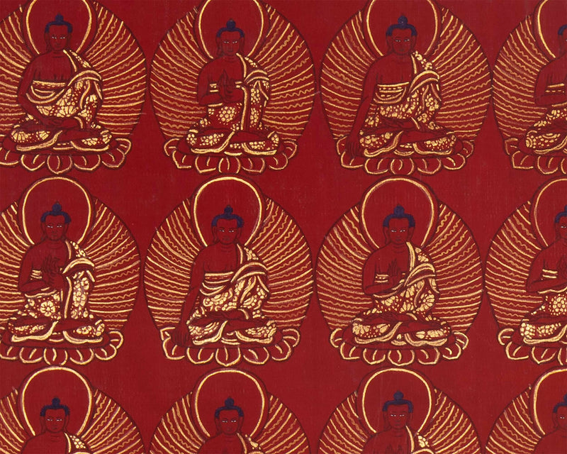24k 108 Buddhas' Gold Print | Fine Quality Handmade Tibetan Thangka |  Wall hanging Decoration | Small Size Wall Decor | Zen Art