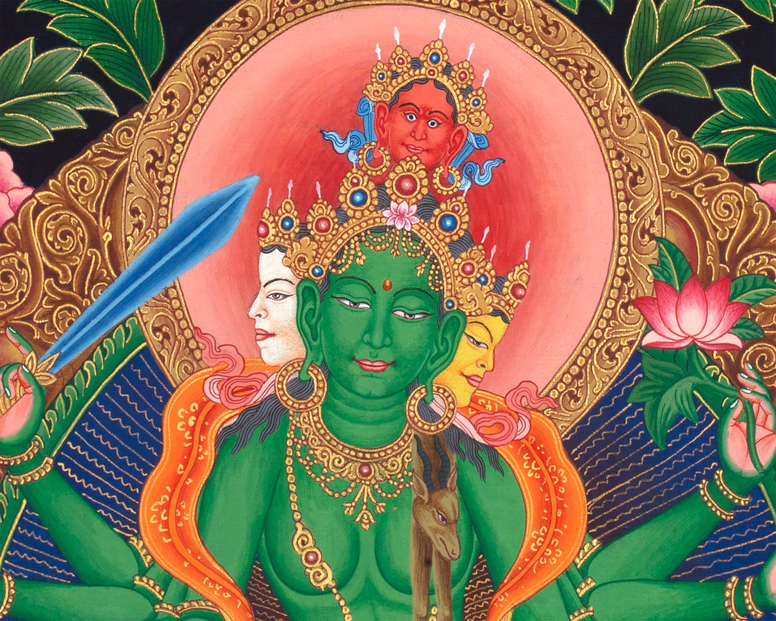 Paubha Painting Of Bodhisattva Avalokiteshvara | Ancient Art Style Popular Among The Newar Artists Of Nepal | Religious Wall Decoration
