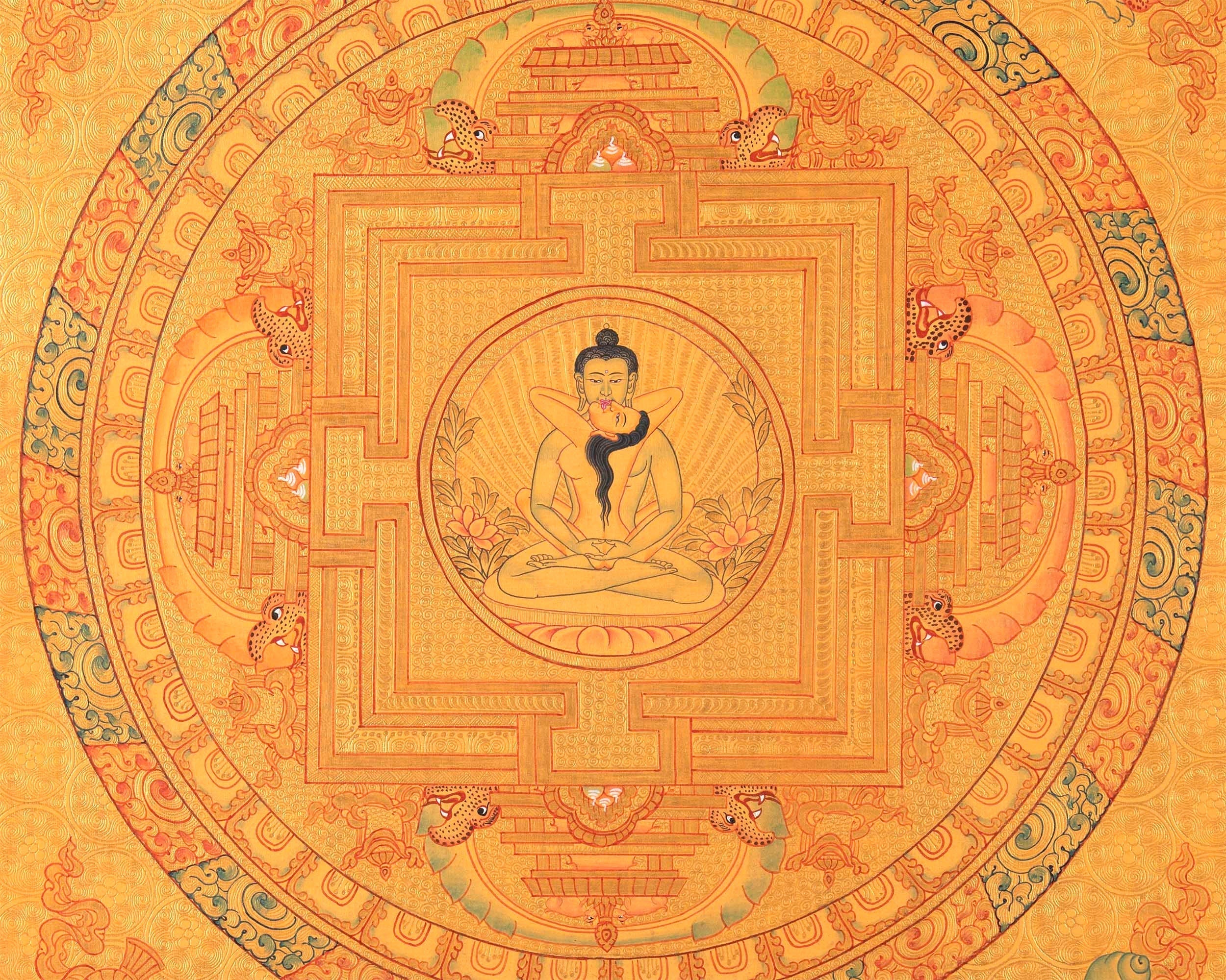 Samantabhadra Buddha Thangka Painting | Cotton Canvas Art for Meditation and wall hanging