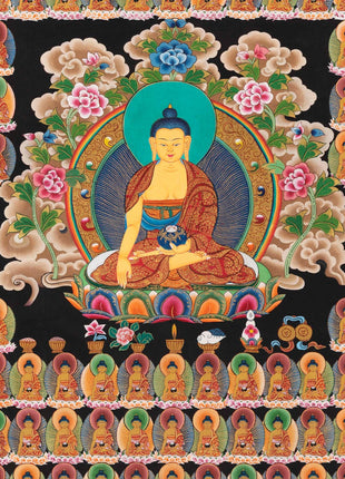 108 Seated Buddha Thangka | Yoga Meditation Canvas Art for your Peace and wellbeing