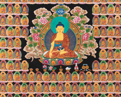 108 Seated Buddha Thangka | Yoga Meditation Canvas Art for your Peace and wellbeing
