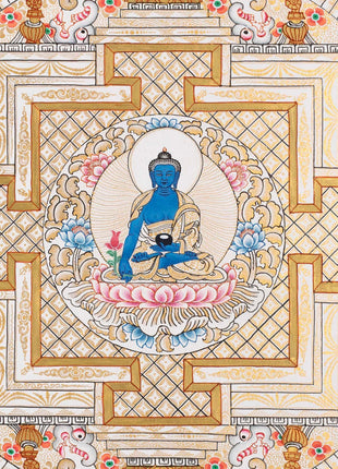 Medicine Buddha Painting |  Meditation Canvas Art Mandala