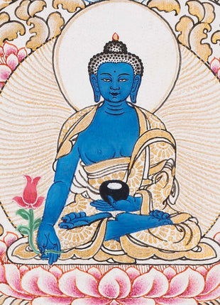 Medicine Buddha Painting |  Meditation Canvas Art Mandala