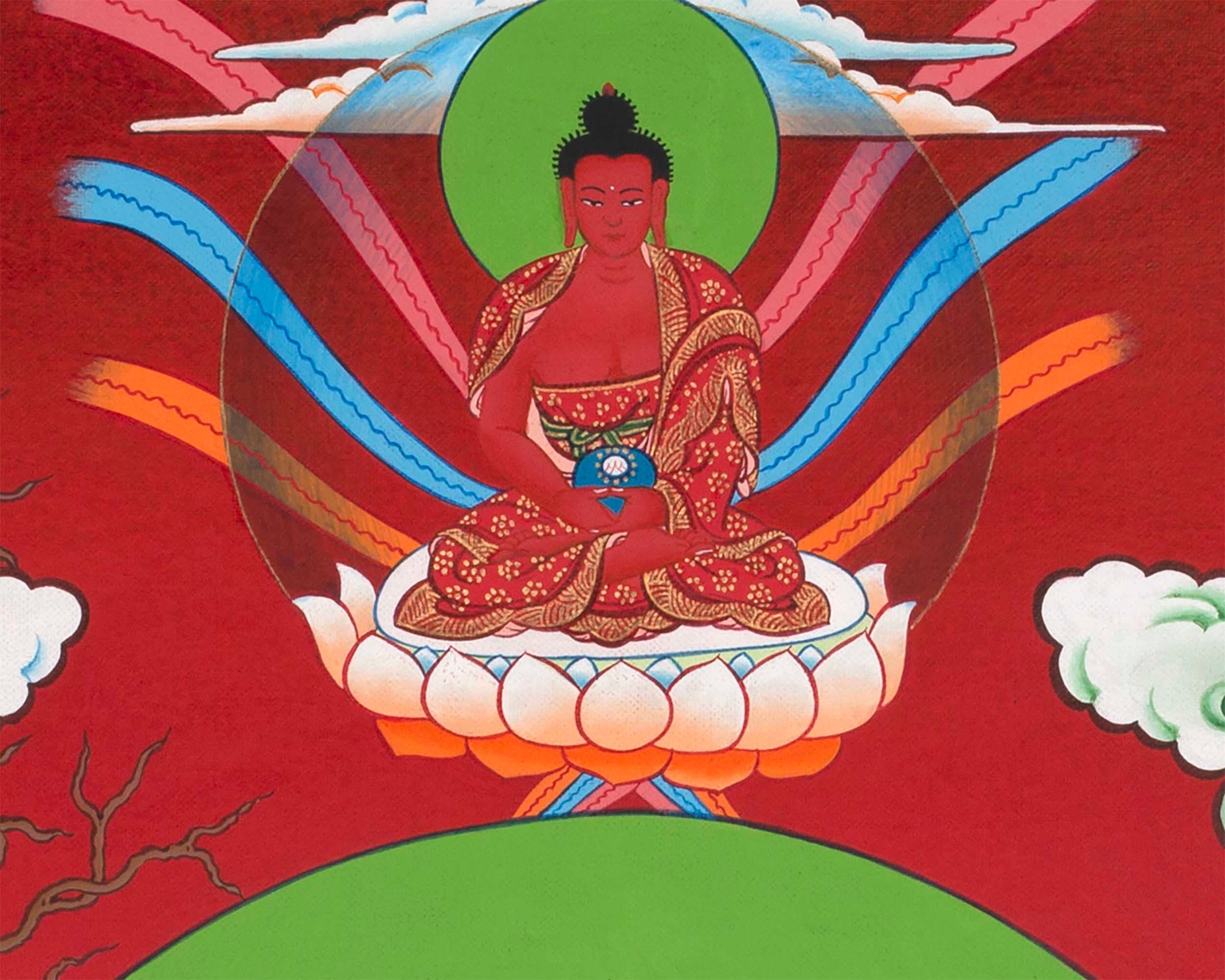 Avalokitesvara Chengrezig Thangka | Flanked by Boddhisattvas Vajrapani and Manjushree | Wall Decors