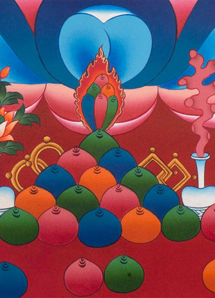 Avalokitesvara Chengrezig Thangka | Flanked by Boddhisattvas Vajrapani and Manjushree | Wall Decors