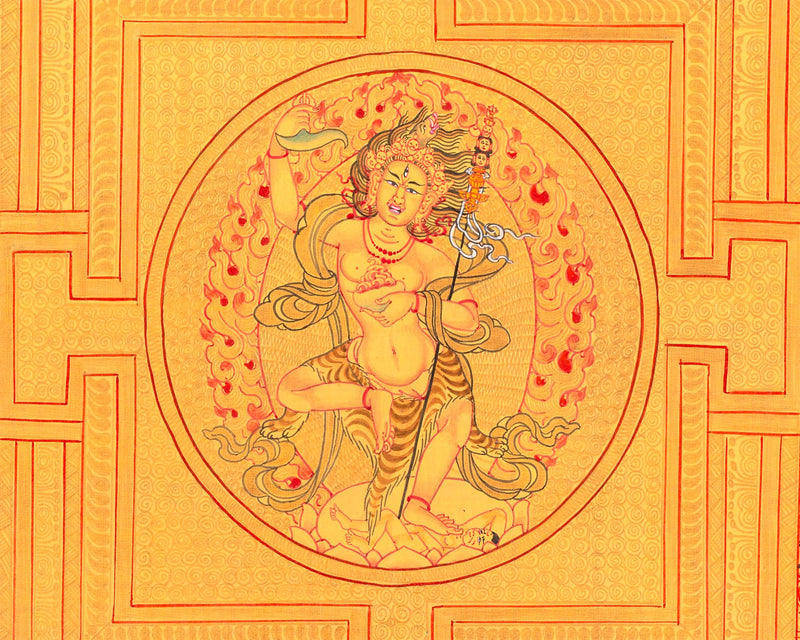 Vajravarahi Yogini Mandala | 24K Gold Thangka Artwork | Traditional Buddhist Art | Religious Wall Decor