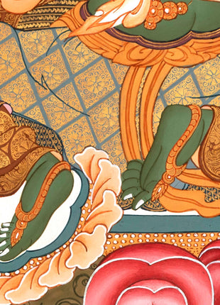 Goddess Green Tara | Small Size Tibetan Thangka Wall Decoration Painting