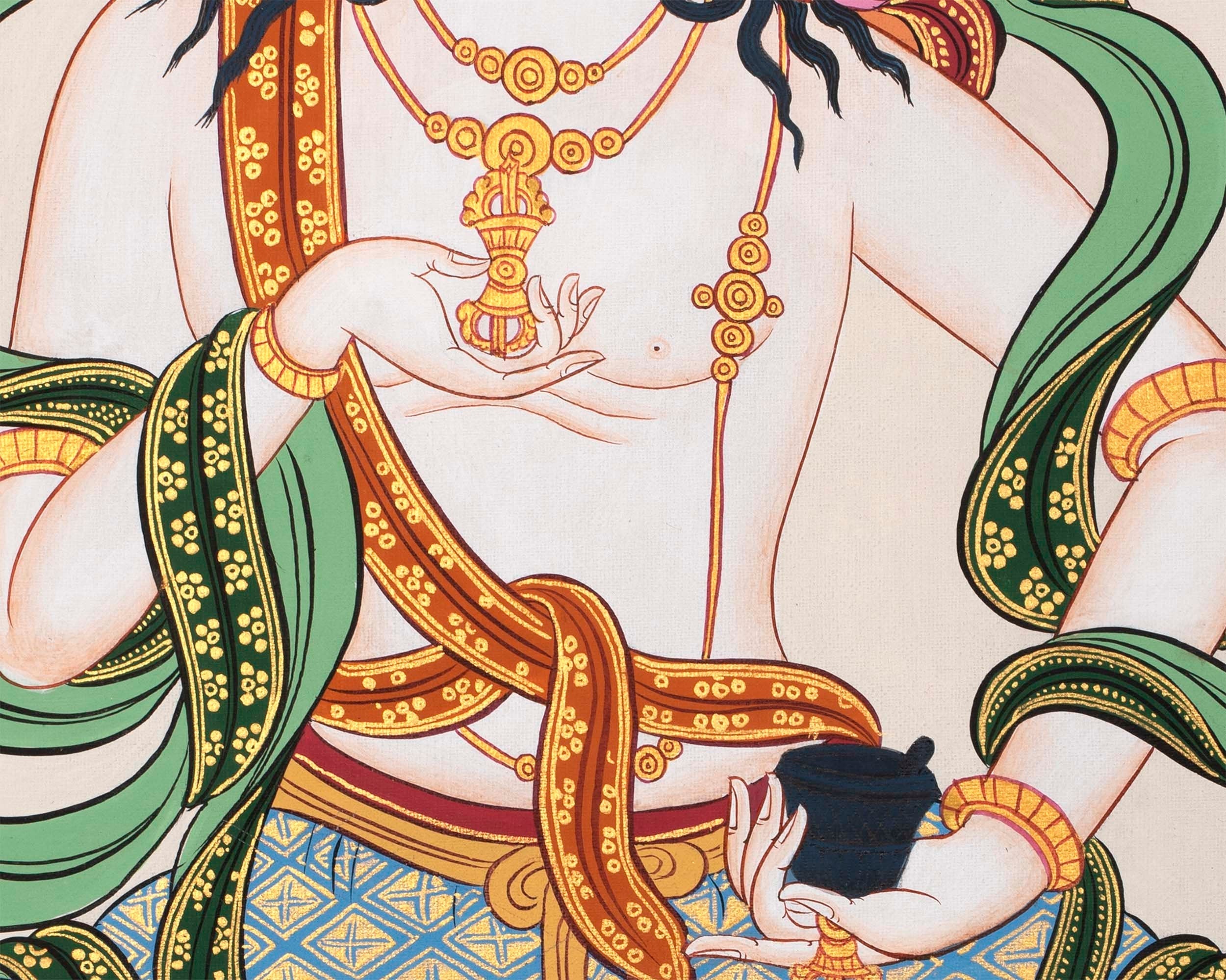 Vajrasattva Lamrim Thangka  |  Spiritual Art For Yoga Meditation |  Buddhist Prayer For mindfulness Practice