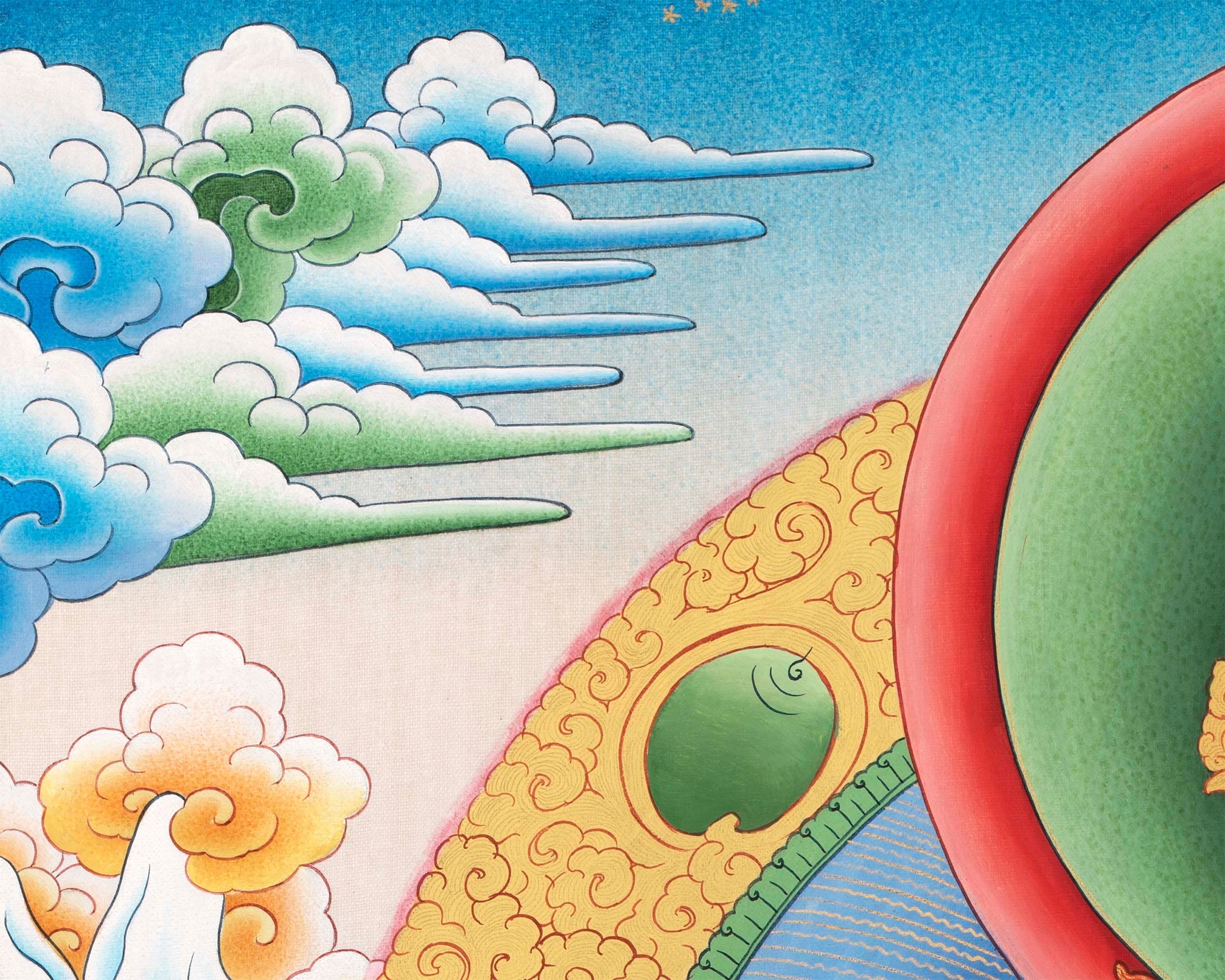 Bodhisattva with White Tara Thangka  | Cotton Canvas Art