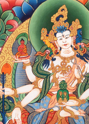 Bodhisattva with White Tara Thangka  | Cotton Canvas Art