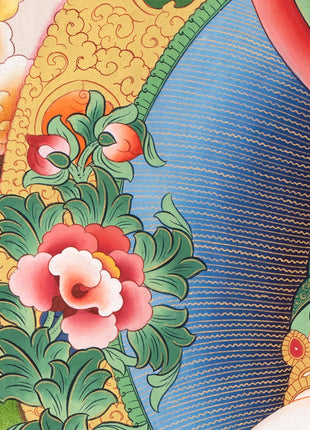 Bodhisattva with White Tara Thangka  | Cotton Canvas Art