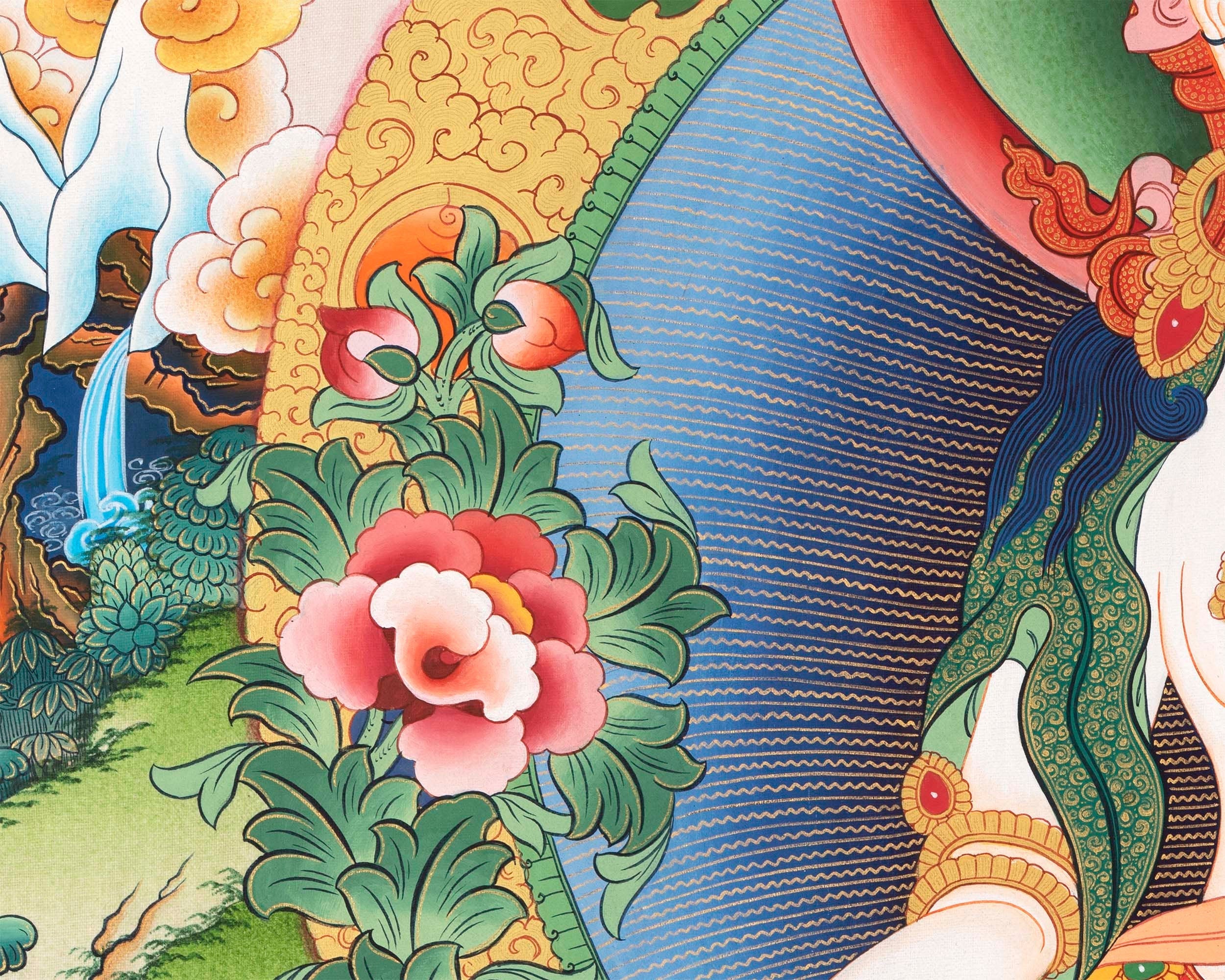 Bodhisattva with White Tara Thangka  | Cotton Canvas Art