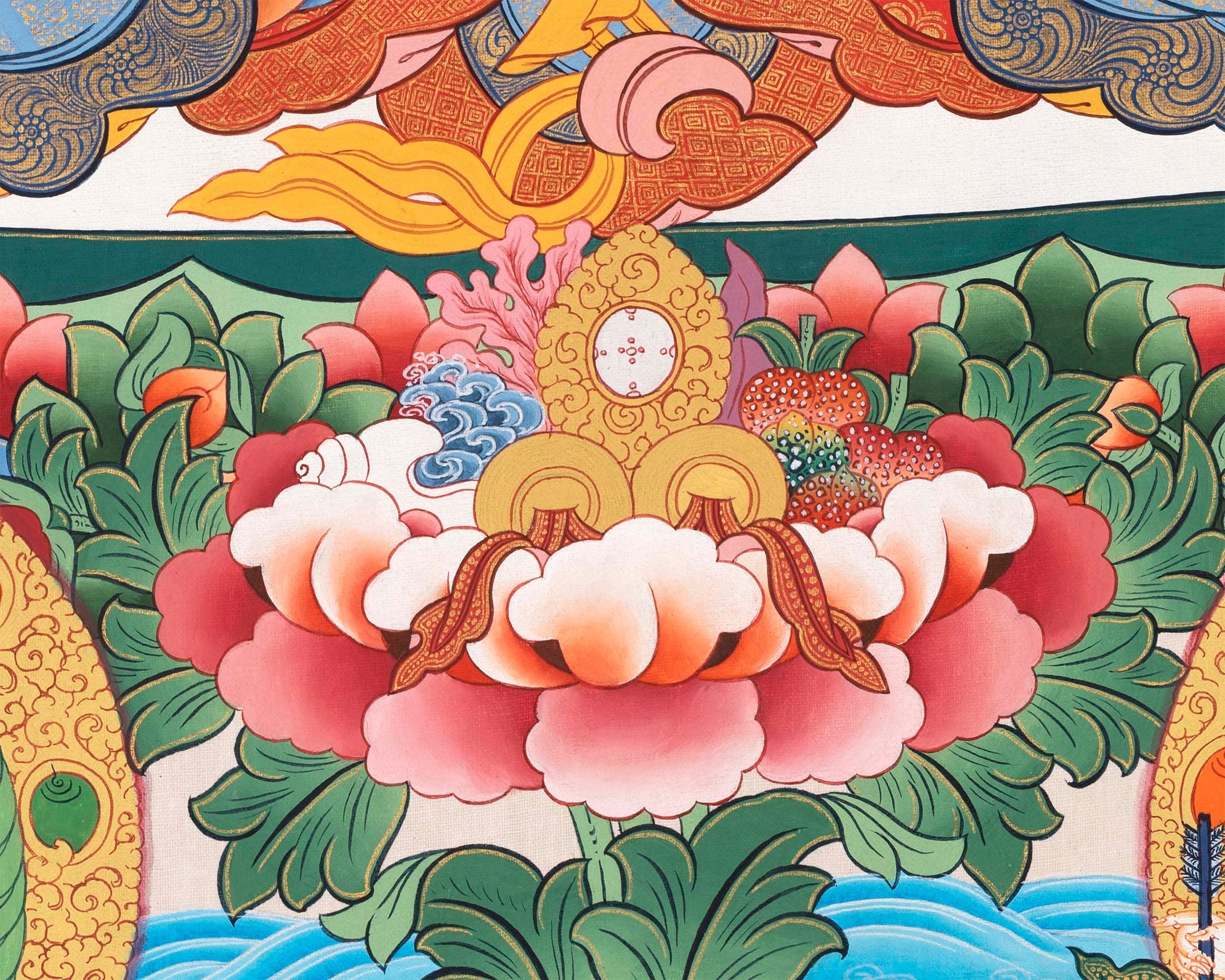 Bodhisattva with White Tara Thangka  | Cotton Canvas Art