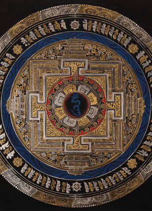Mantra Mandala Handmade Painting  | Om Mani Padme Hum Mantra mandala Thangka | Best Home Decor
