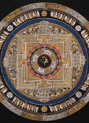 Mantra Mandala Handmade Painting  | Om Mani Padme Hum Mantra mandala Thangka | Best Home Decor