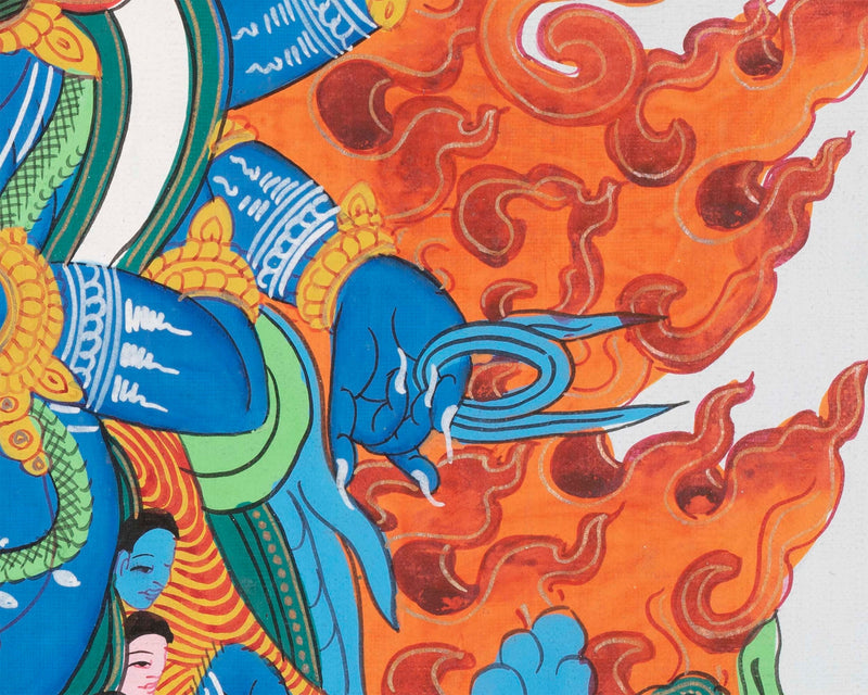 Kalabhairava Thangka | Six Armed Mahakala Tibetan Buddhist Deity