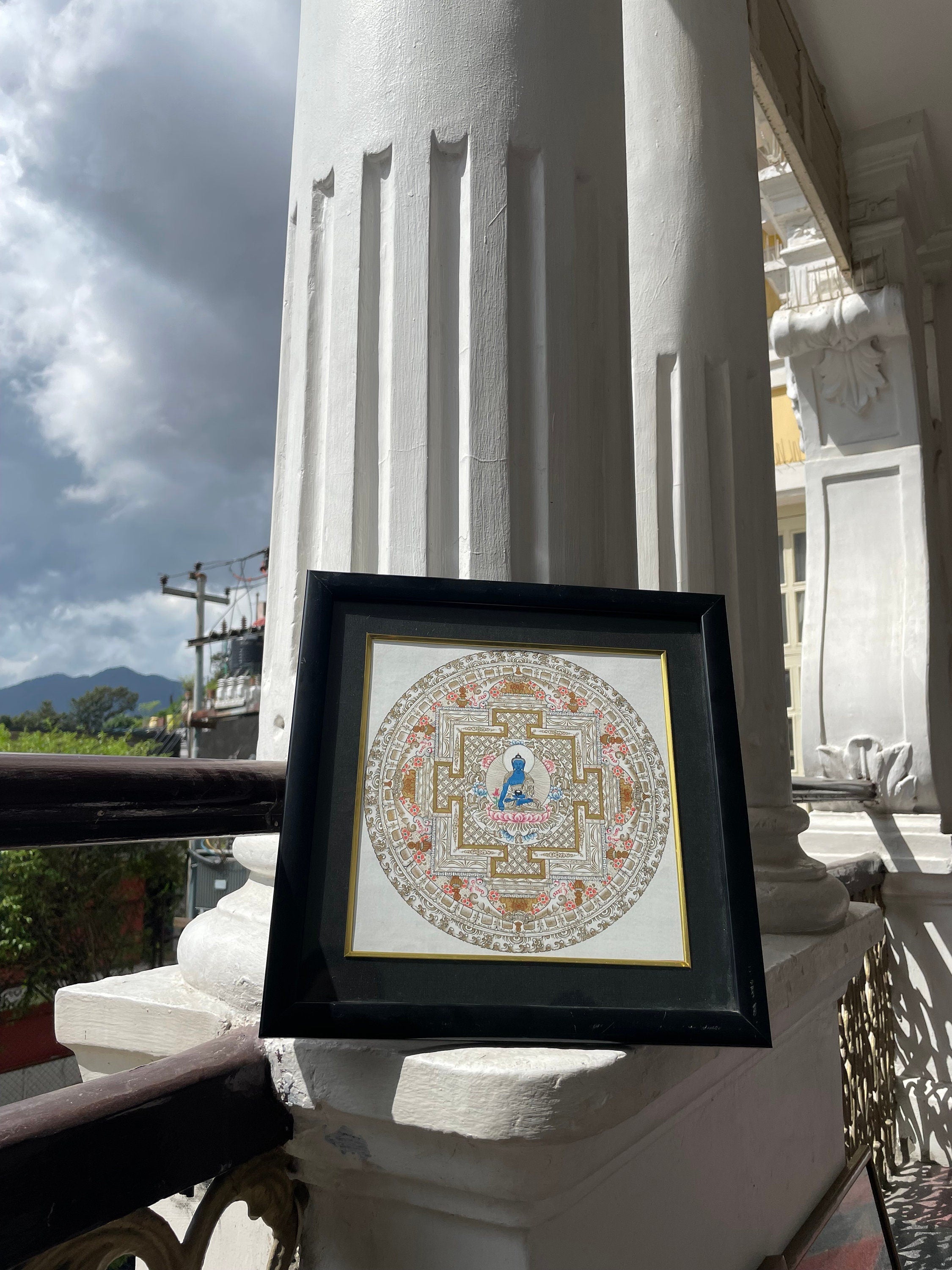 Medicine Buddha Painting |  Meditation Canvas Art Mandala
