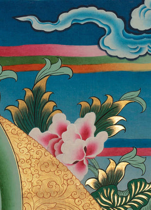 Red Amitabha Buddha Original Hand-Painted Thangka | Wall Hanging For Peace And Harmony |  Mindfulness Meditation Practice Tool