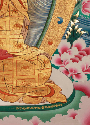 Red Amitabha Buddha Original Hand-Painted Thangka | Wall Hanging For Peace And Harmony |  Mindfulness Meditation Practice Tool