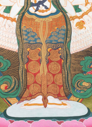 Avalokiteshvara Original Handmade Tibetan Thangka | Small Size Wall Decoration Painting